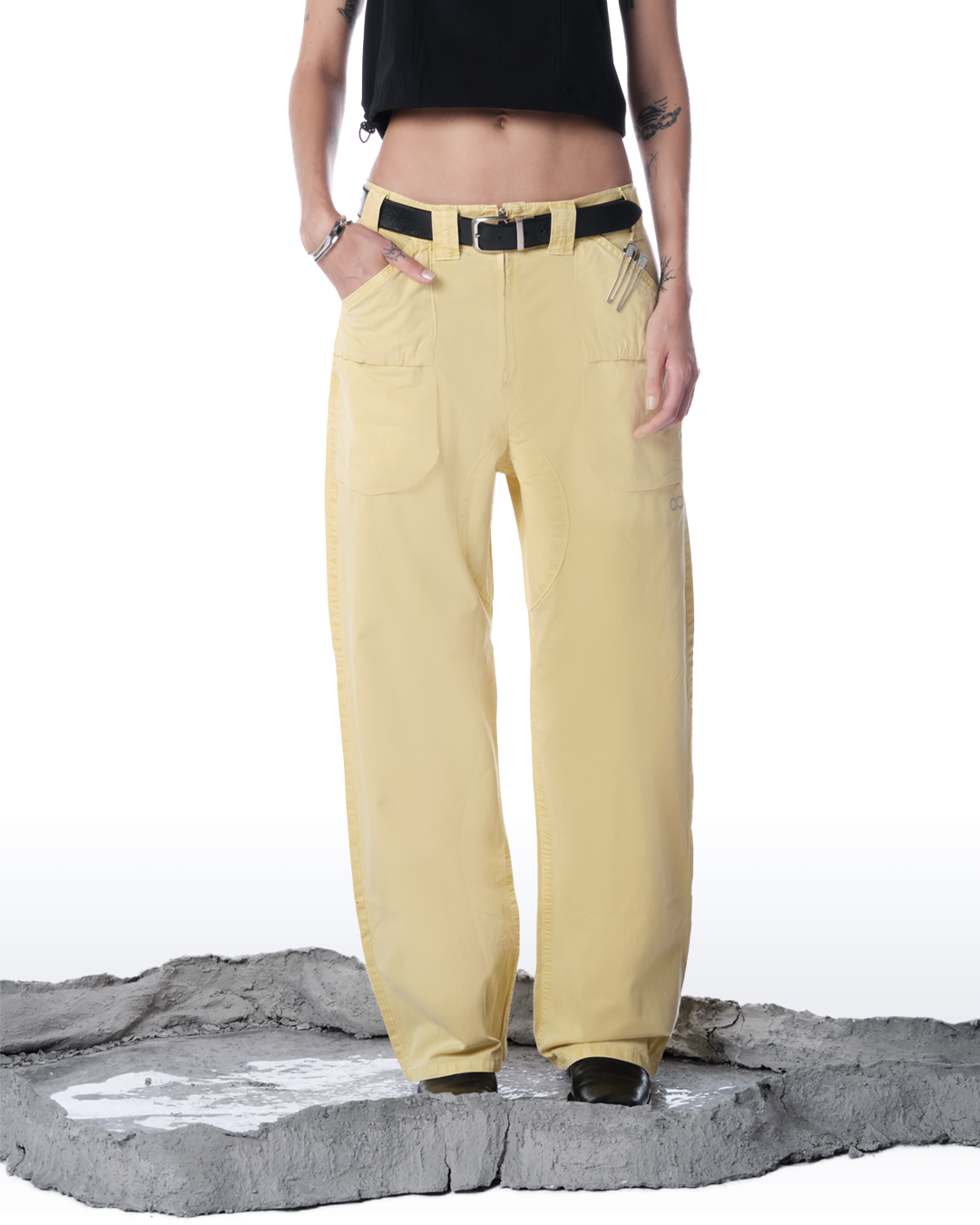 RODES DOUBLE-ZIP YELLOW TROUSERS